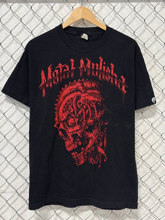 Vintage Y2K Metal Mulisha Skull Big Print Graphic Tee Size Large