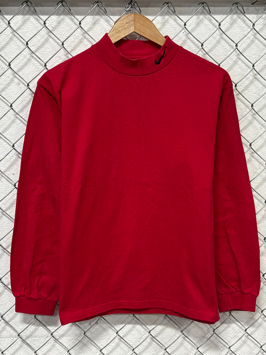 Vintage 90's Nike Mock Neck Red Long Sleeve Shirt Size Small