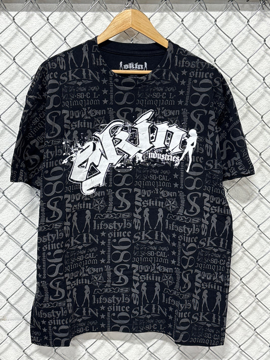 Vintage Y2K Skin Industries All Over Print Graphic Tee Size XL
