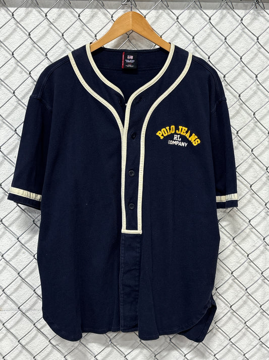 Vintage Y2K Polo Jeans Company Baseball Style Jersey Shirt Size Large