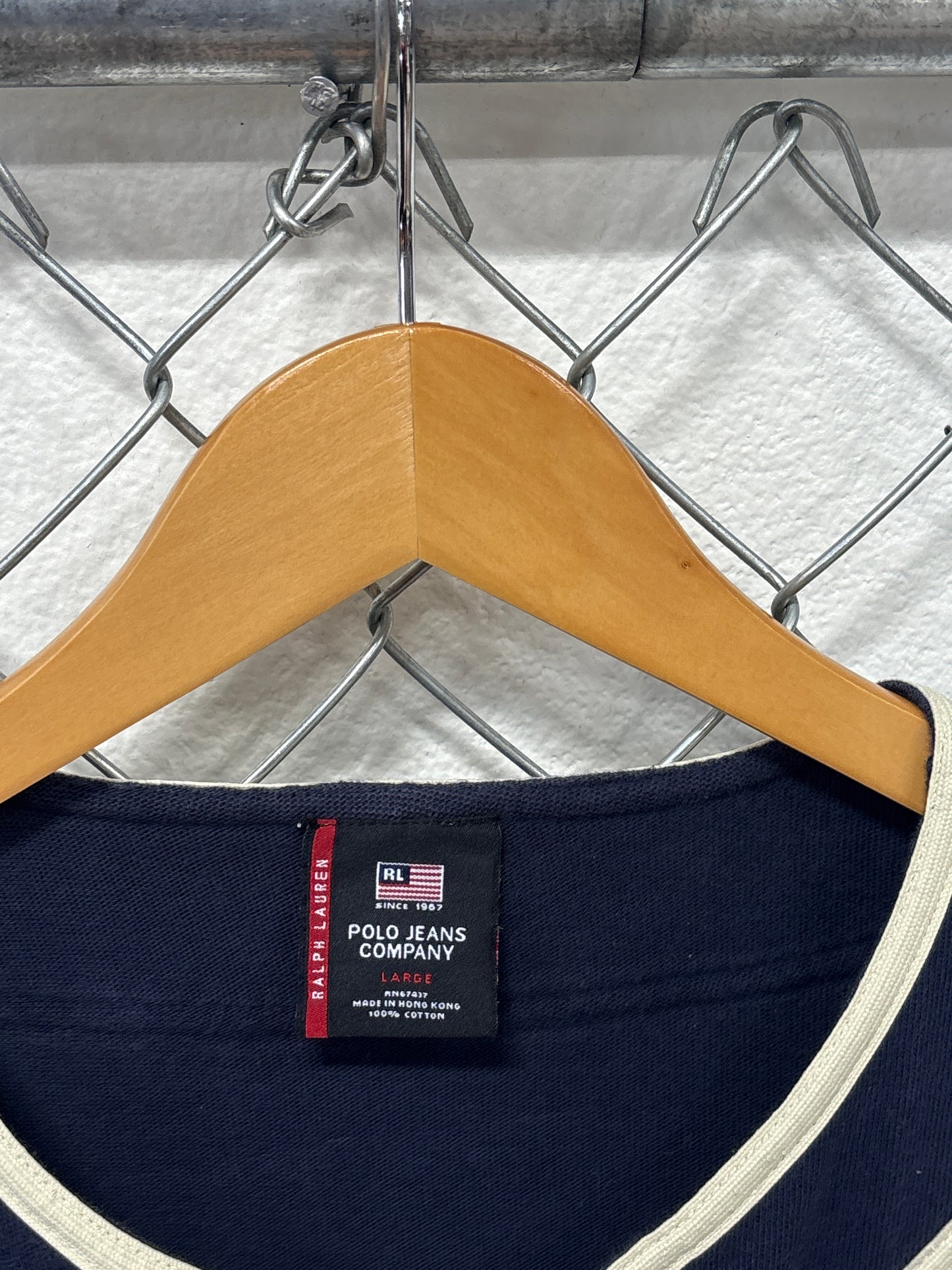 Vintage Y2K Polo Jeans Company Baseball Style Jersey Shirt Size Large