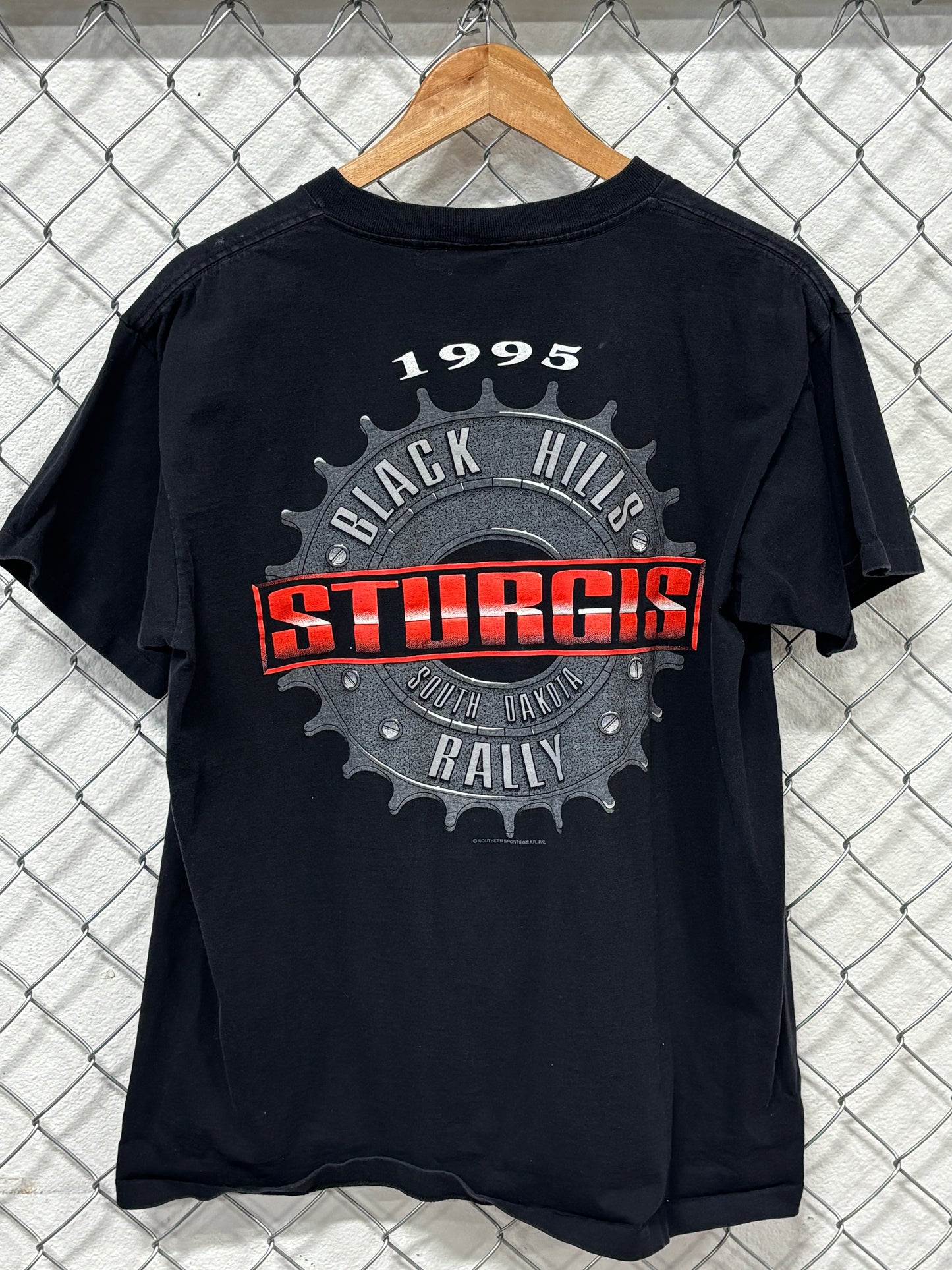 Vintage 1995 Sturgis Black Hills Rally Harley Biker Graphic Tee Size Large