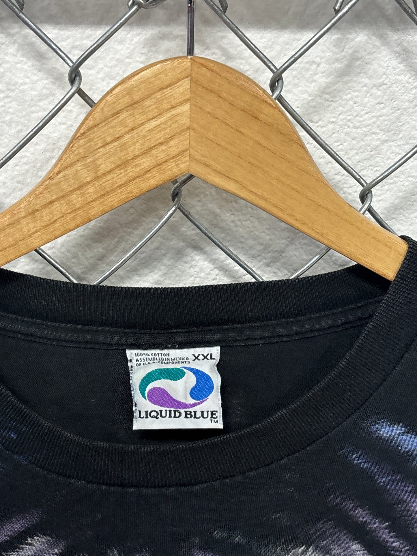 Vintage 90's Liquid Blue White Tiger Double Sided Nature Tee Size XXL