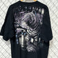 Vintage 90's Liquid Blue White Tiger Double Sided Nature Tee Size XXL
