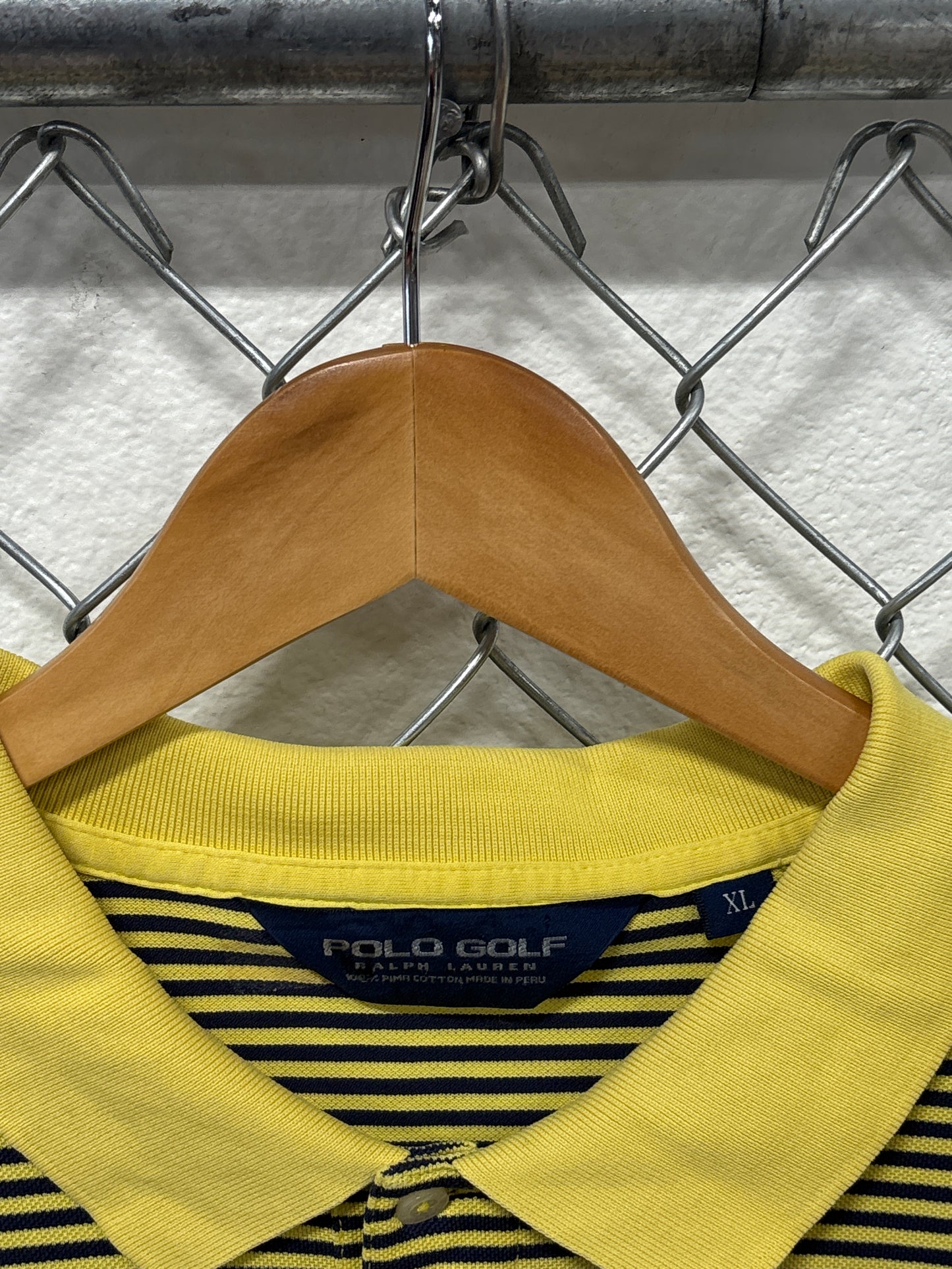Polo Ralph Lauren Yellow Striped Polo Golf Shirt Size XL