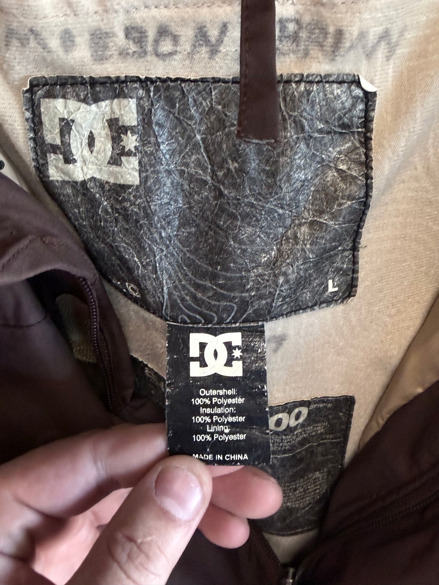 Vintage Y2K DC Skateboarding Brown Camo Shell Jacket Size XL