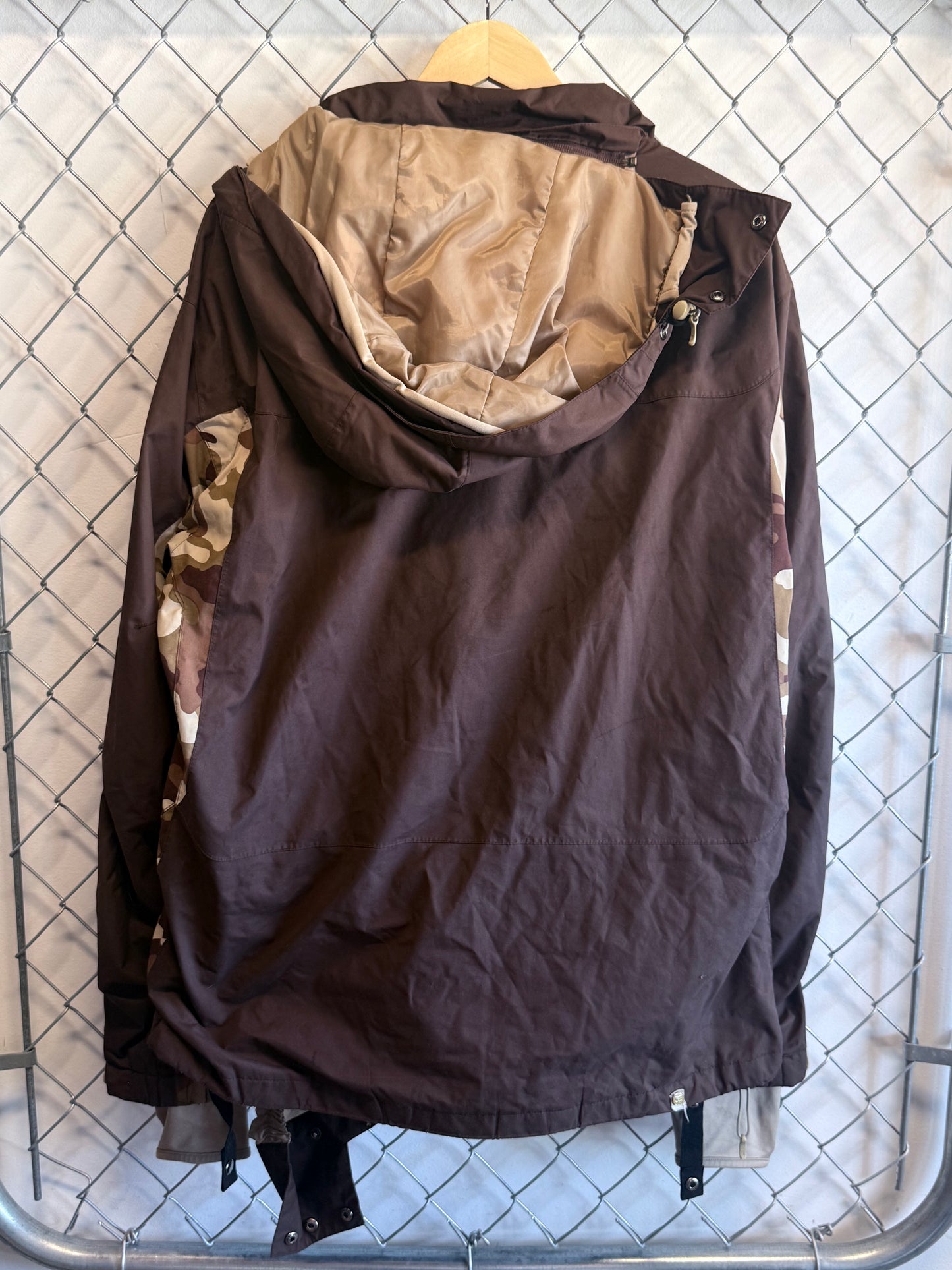 Vintage Y2K DC Skateboarding Brown Camo Shell Jacket Size XL