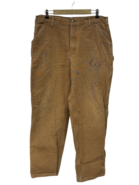 Carhartt Flannel Lined Brown Carpenter Pants Size 36x31