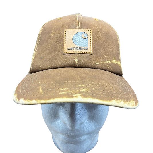 Vintage Carhartt Made in USA Distressed Leather Snapback Hat