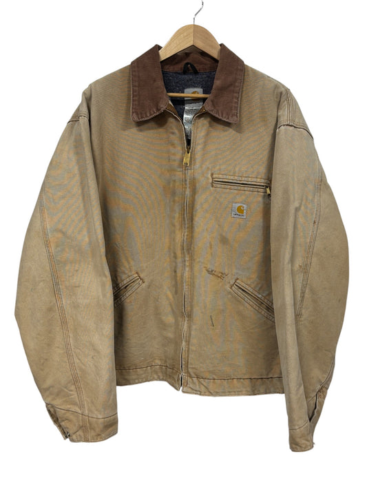 Vintage Carhartt Made in USA J01 Brown Detroit Jacket Blanket Lined Size 2XT