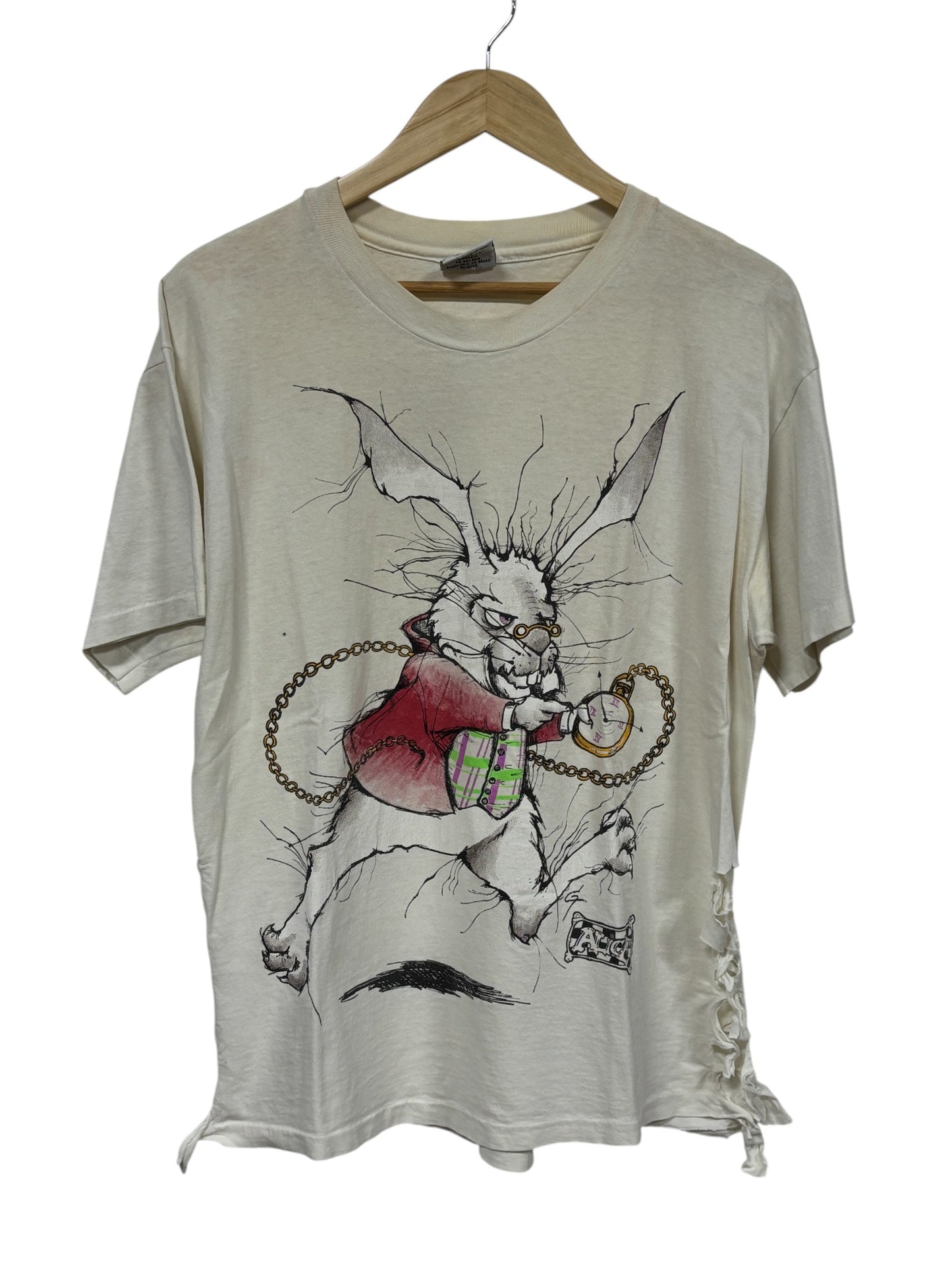 Vintage 90's Alice in Wonderland Andazia Rabbit Graphic Tee Size Large