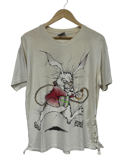Vintage 90's Alice in Wonderland Andazia Rabbit Graphic Tee Size Large