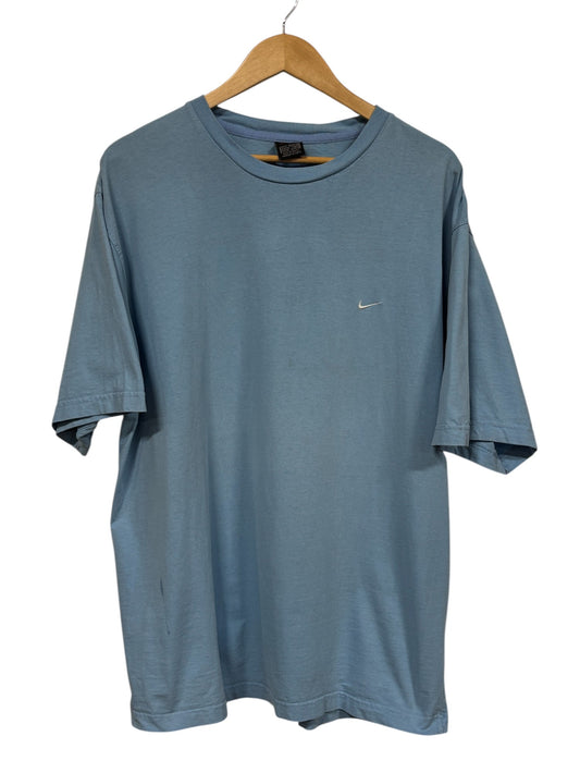 Vintage Y2K Nike Baby Blue Small Swoosh Tee Size XL