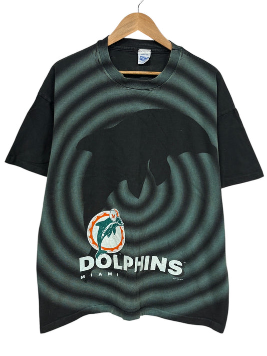 Vintage 1993 Salem Sportswear Miami Dolphins Shadow AOP Tee Size XL
