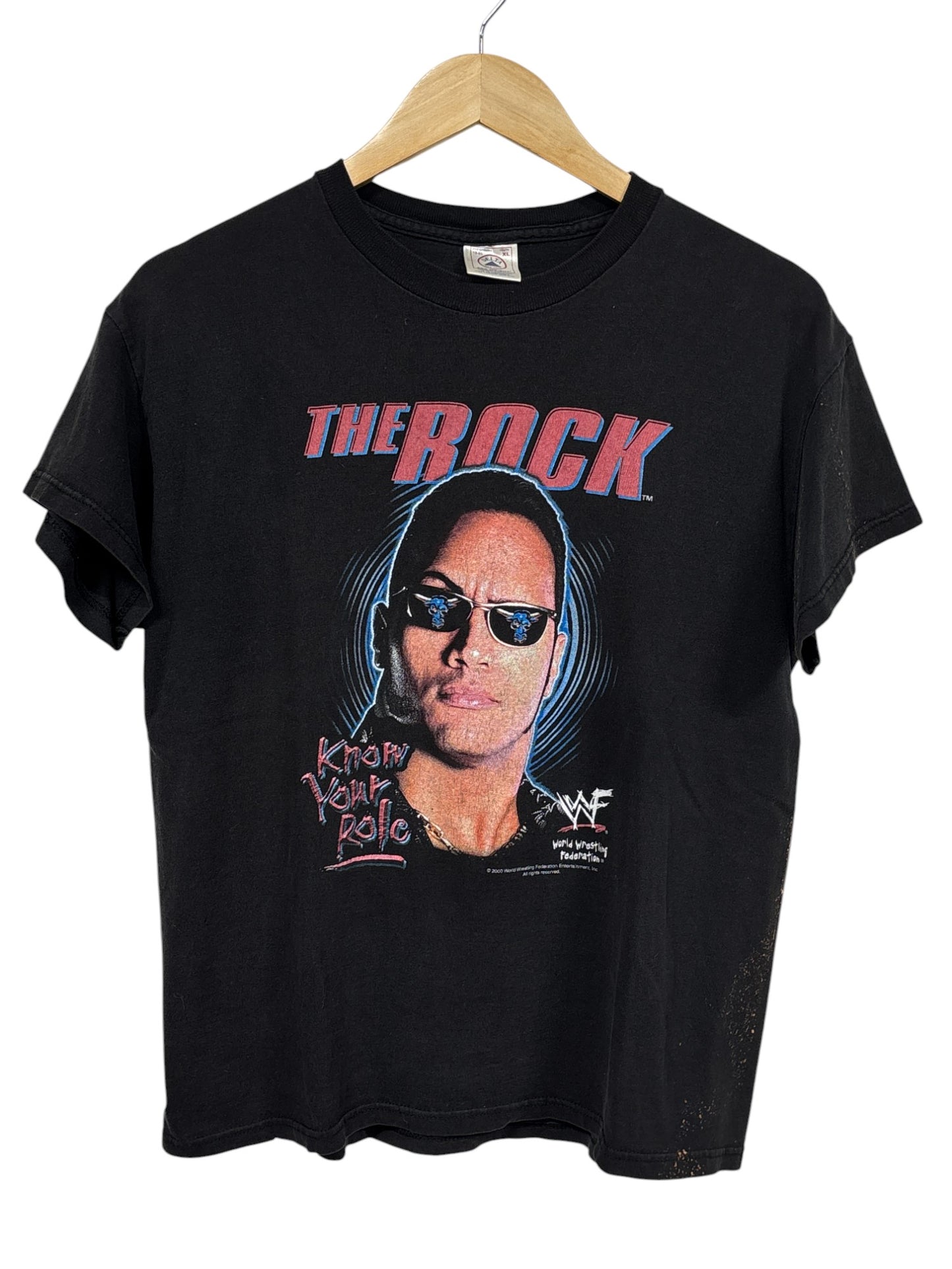 Vintage Y2K The Rock Know Your Role WWE Wrestling Graphic Tee Size Small