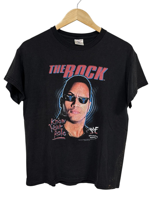 Vintage Y2K The Rock Know Your Role WWE Wrestling Graphic Tee Size Small