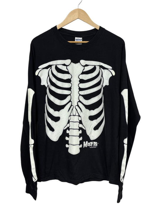 Vintage 1997 Misfits Skeleton Bones Punk Rock Long Sleeve Shirt Size Large