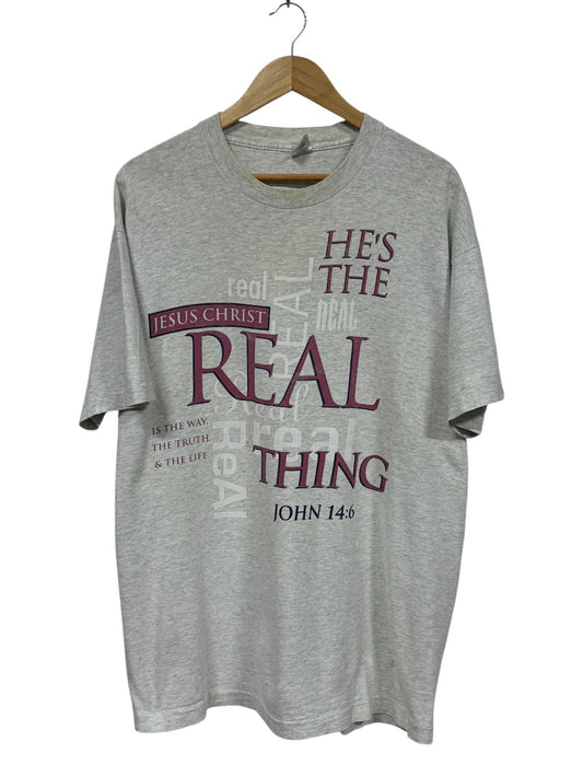 Vintage 90's Jesus Christ John 14:6 He's the Real Thing Tee Size XL