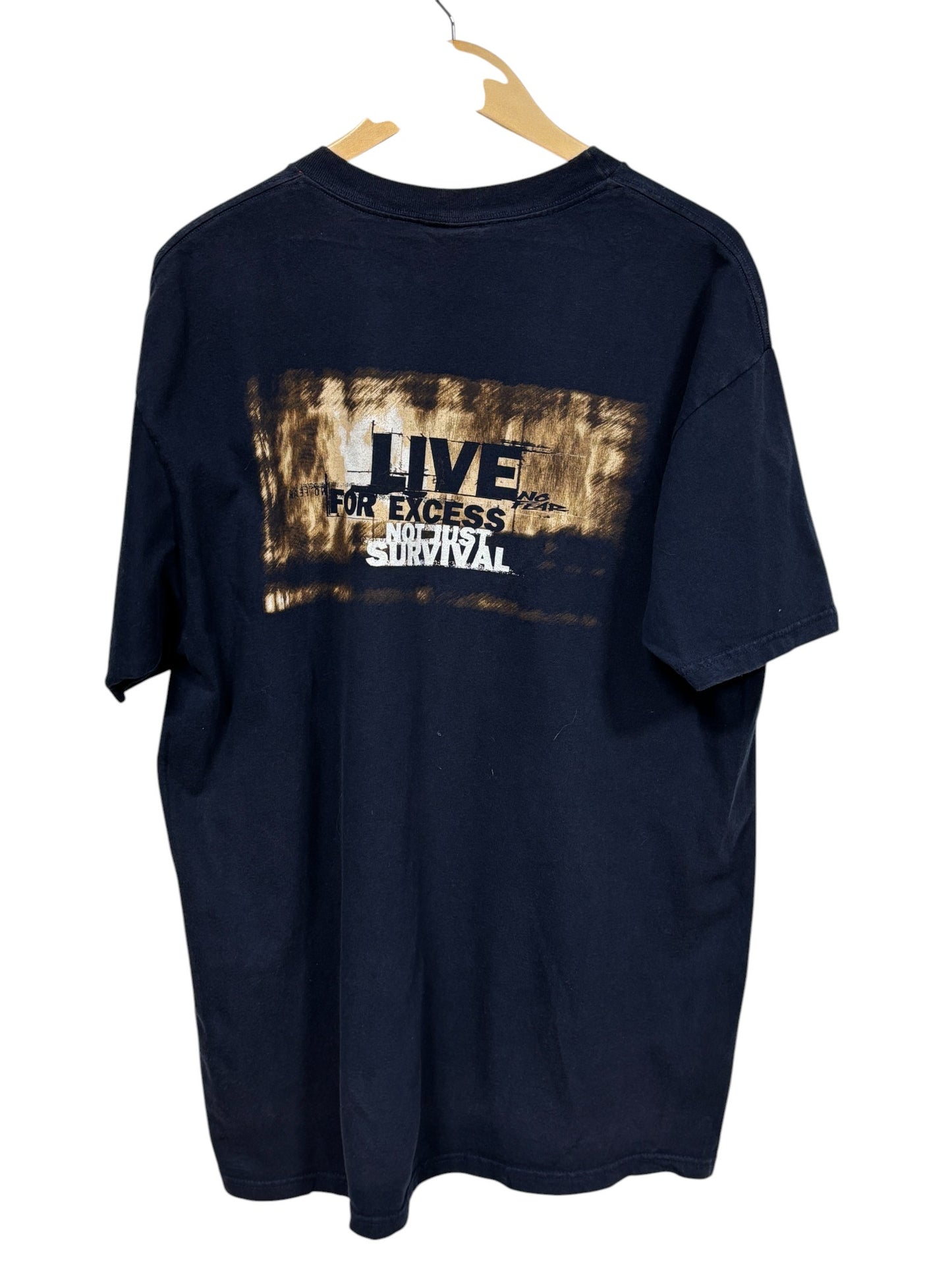 Vintage Y2K No Fear Live Not Just Survival Graphic Tee Size XL
