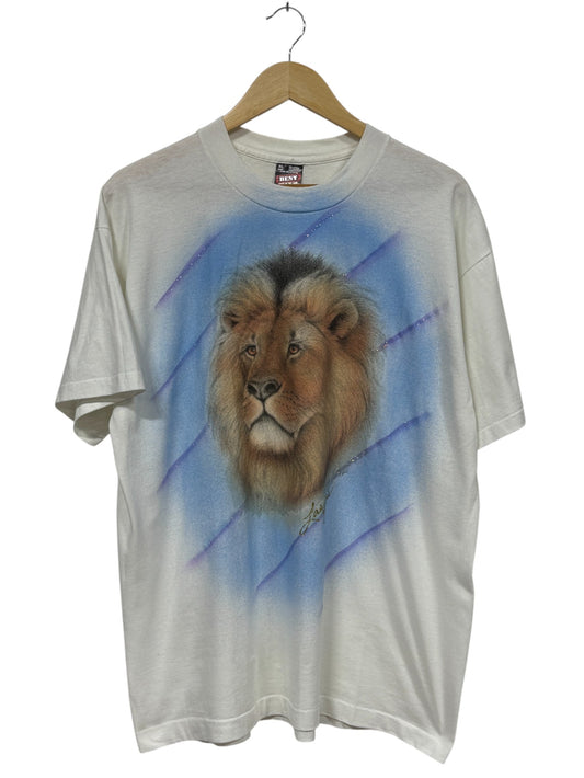Vintage 90's Air Brushed Lion Las Vegas Graphic Tee Size XL