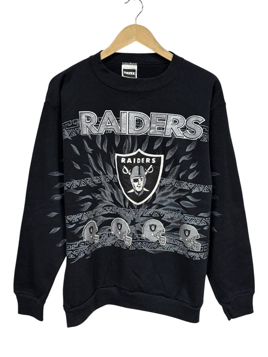 Vintage 90's Oakland Raiders Tribal Print NFL Crewneck Sweater Size Large