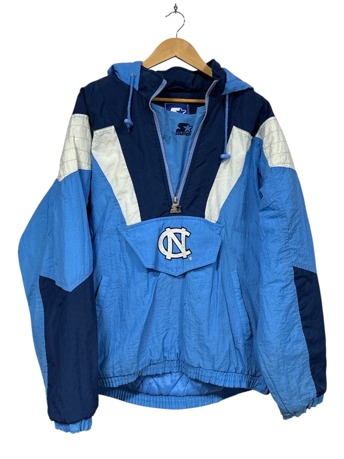 Vintage 90's Starter UNC Tar Heels Big Puffer Jacket Hooded Size XL