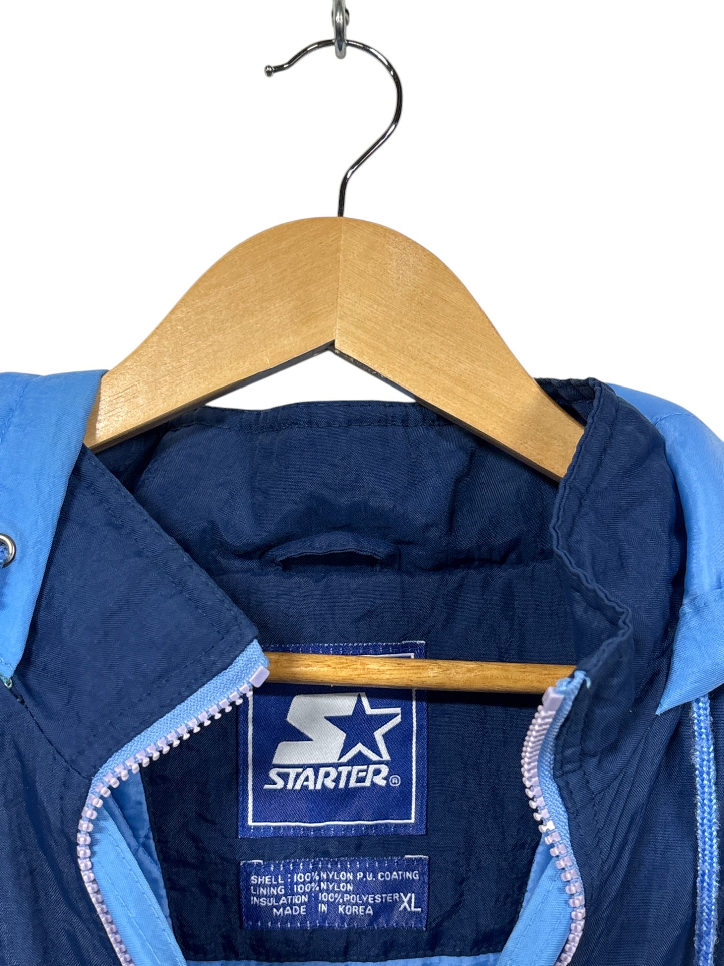 Vintage 90's Starter UNC Tar Heels Big Puffer Jacket Hooded Size XL