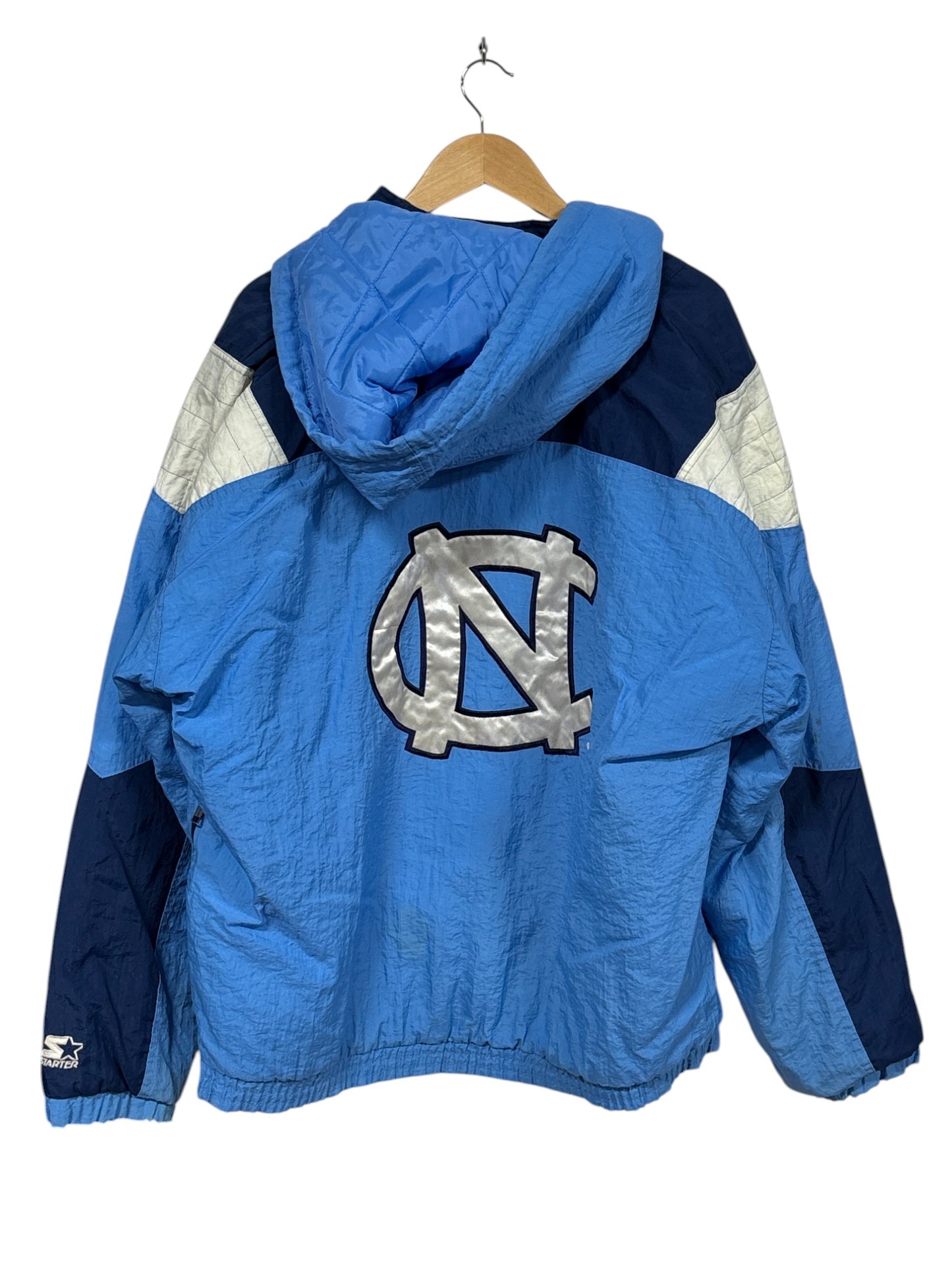 Vintage 90's Starter UNC Tar Heels Big Puffer Jacket Hooded Size XL