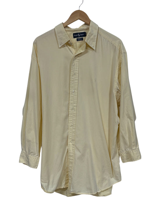 Vintage Polo Ralph Lauren Yellow Yarmouth Cotton Button Up Shirt Size XXL