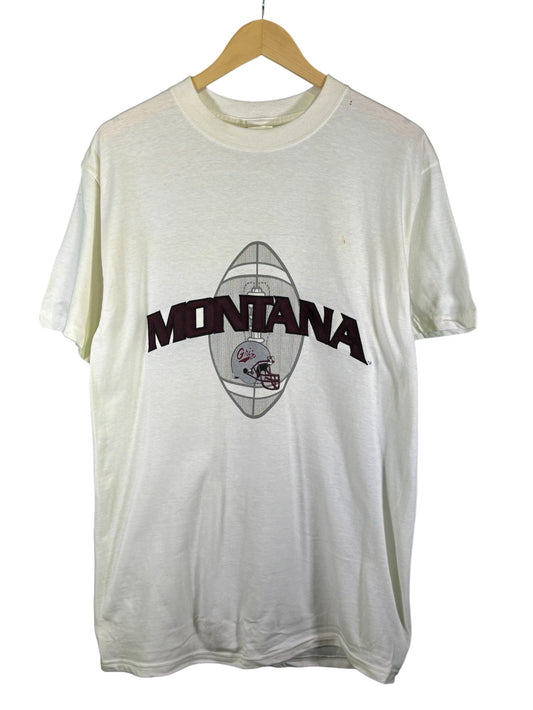 Vintage 90's University of Montana Griz Puff Print Football Tee Size Medium