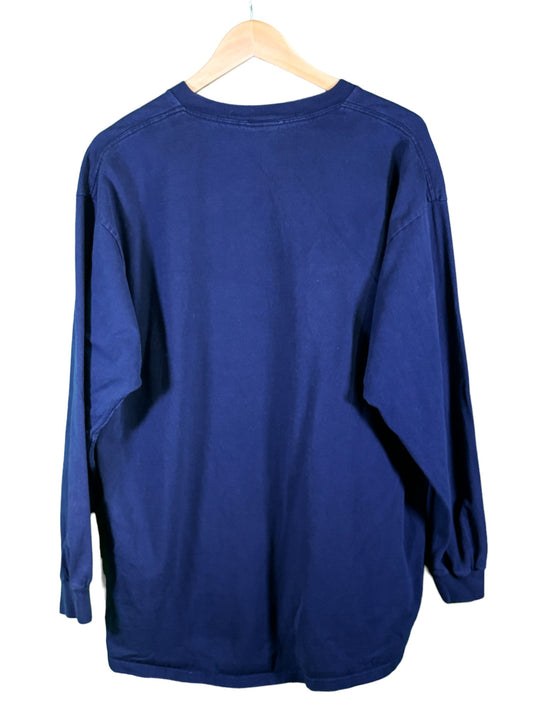 Vintage Superman Blue Flame S Logo Long Sleeve Shirt Size XL