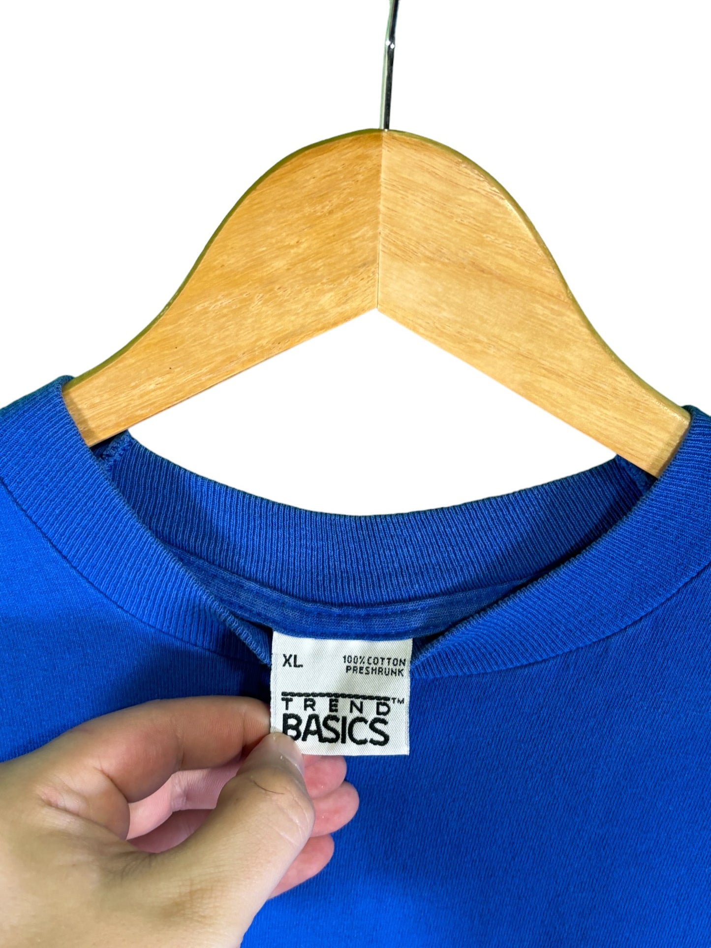 Vintage 90's Trend Basics Blue Blank Pocket Tee Size XL