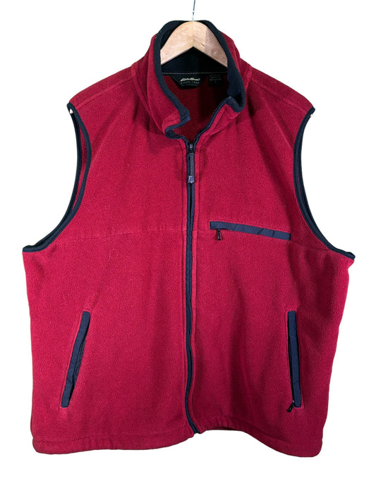 Vintage 90's Eddie Bauer Made in USA Red Fleece Vest Size Large