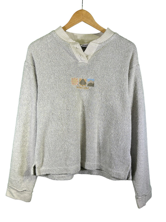 Vintage 90's Montana Embroidered Nature Fleece Sweater Size Medium