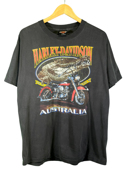 Vintage 1991 Harley Davidson Australia Biker 3D Graphic Tee Size Large