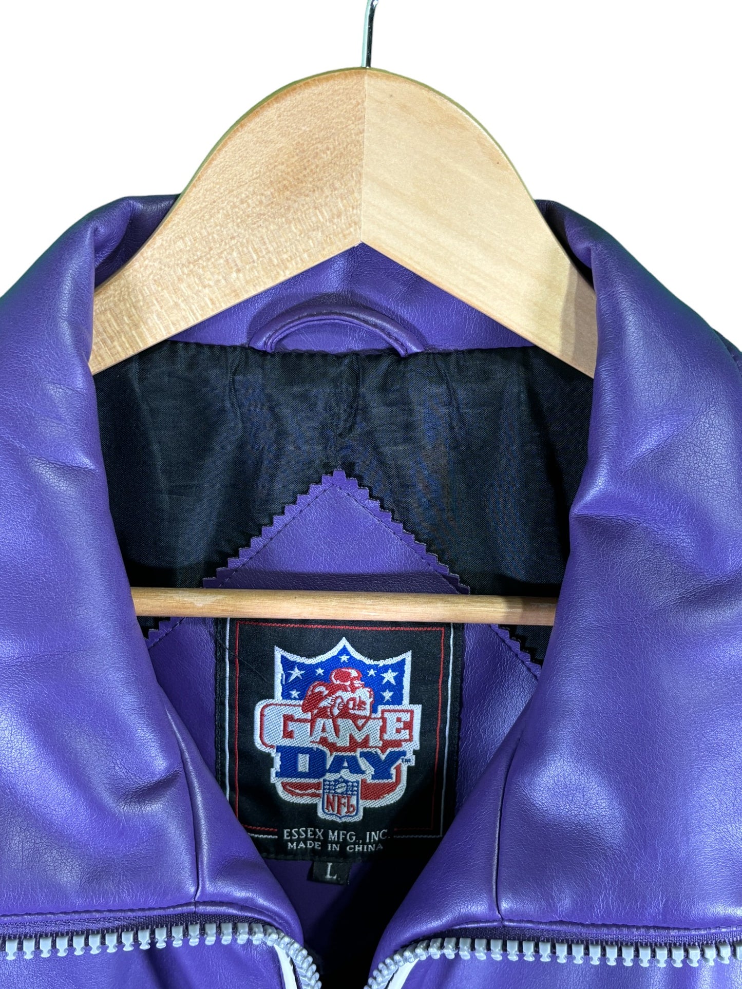 Vintage NFL Game Day Minnesota Vikings Leather Full Zip Jacket Size Large