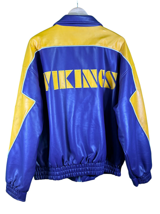 Vintage NFL Game Day Minnesota Vikings Leather Full Zip Jacket Size Large