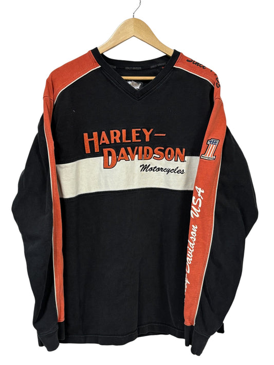 Vintage Harley Davidson Motorcycles V Neck Sweater Size XL