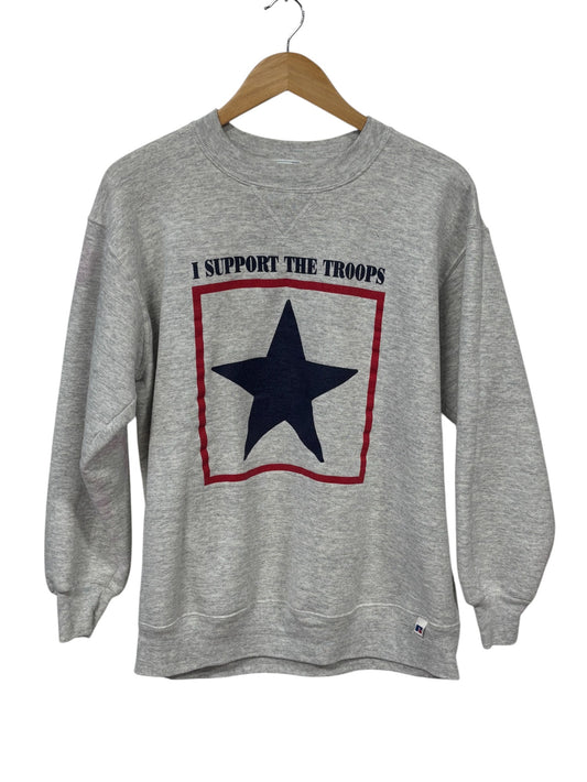 Vintage 90's Russell Athletic Support The Troops Crewneck Sweater Size XL