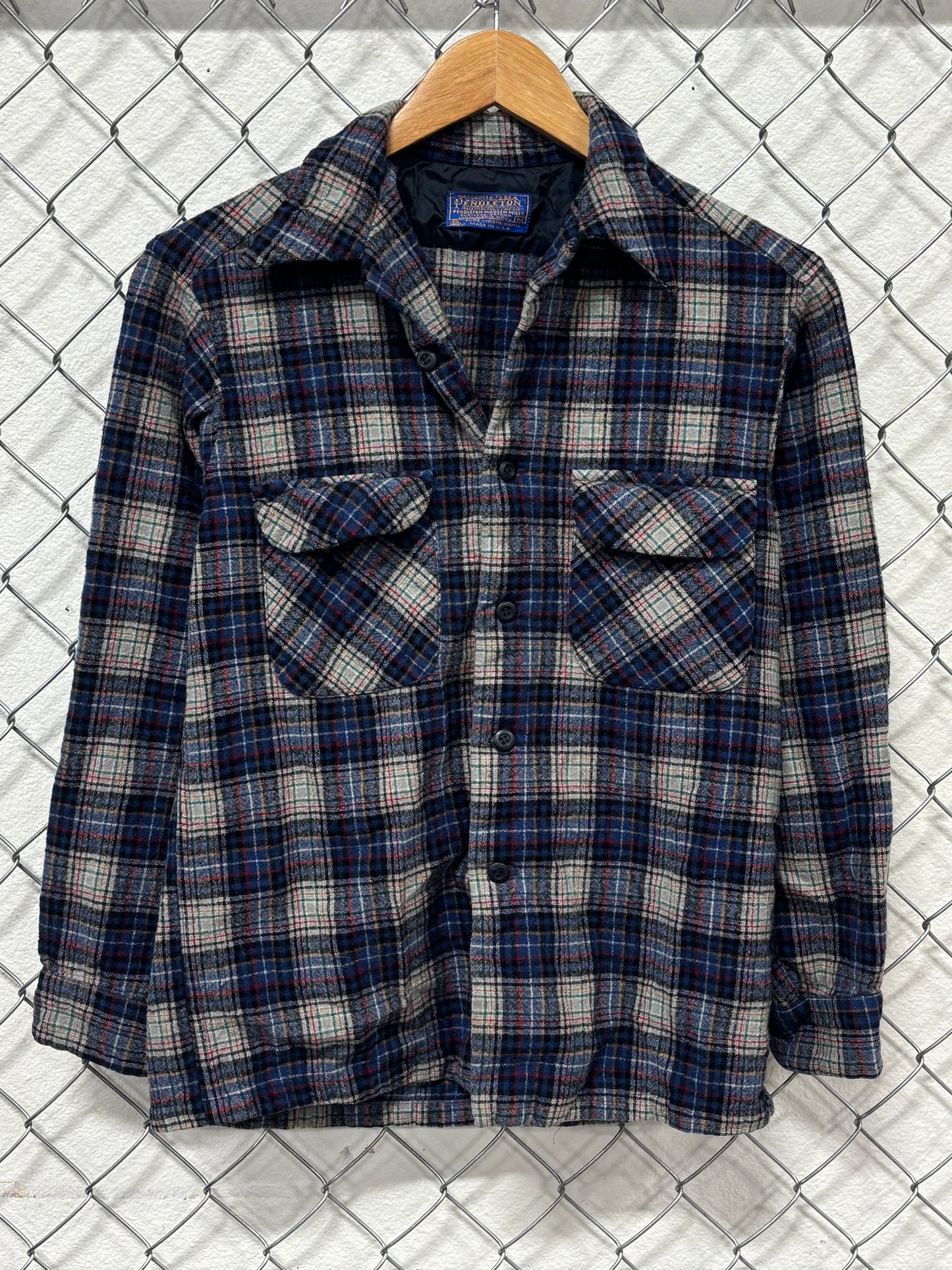 Vintage Pendleton Blue Wool Board Shirt Size Medium