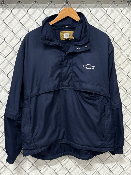 Vintage Chevrolet Logo Blue Windbreaker Jacket Size Medium