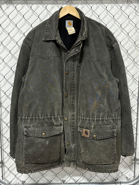 Vintage Carhartt C46 Moss Green Chore Zip Up Workwear Jacket Size XL