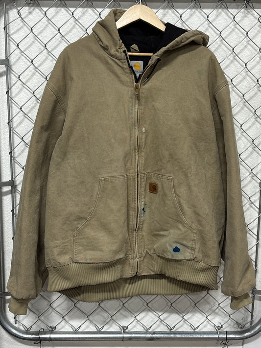 Vintage Carhartt J130 Light Brown Distressed Workwear Jacket Size XXL