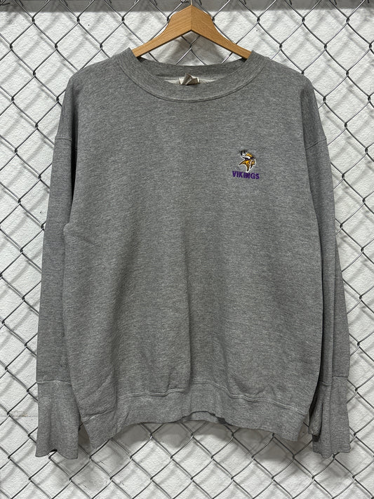 Vintage 90's Minnesota Vikings NFL Logo Grey Sweater Size Large