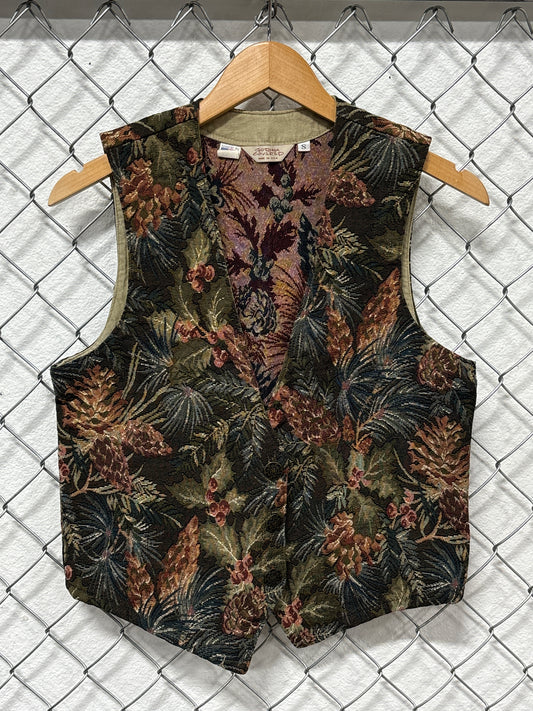 Vintage 90's Women's Floral Button Up Vest Size Small