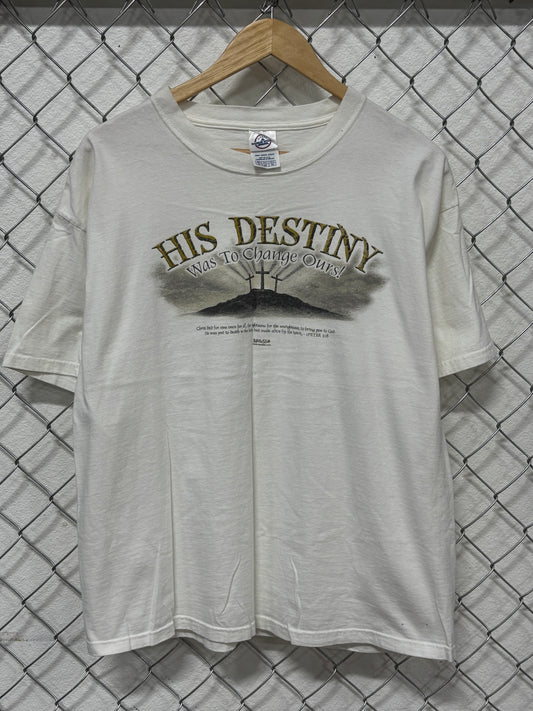 Vintage Y2K His Destiny Jesus Graphic Tee Size XL