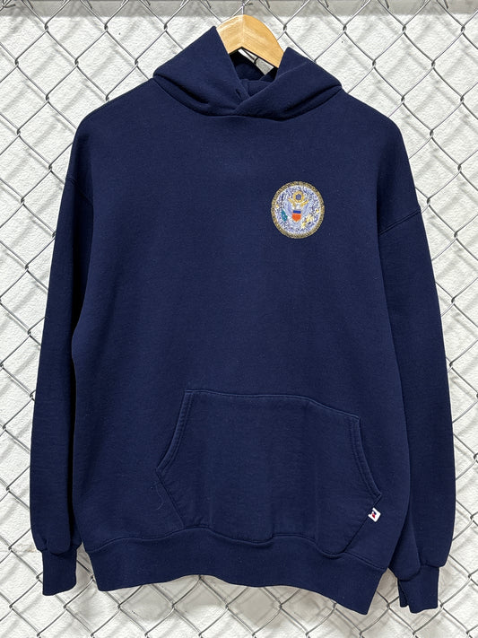 Vintage 90's United States Crest Navy Blue Hoodie Size XL