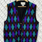 Vintage 90's Argyle Pattern Button Up Vest Size Large