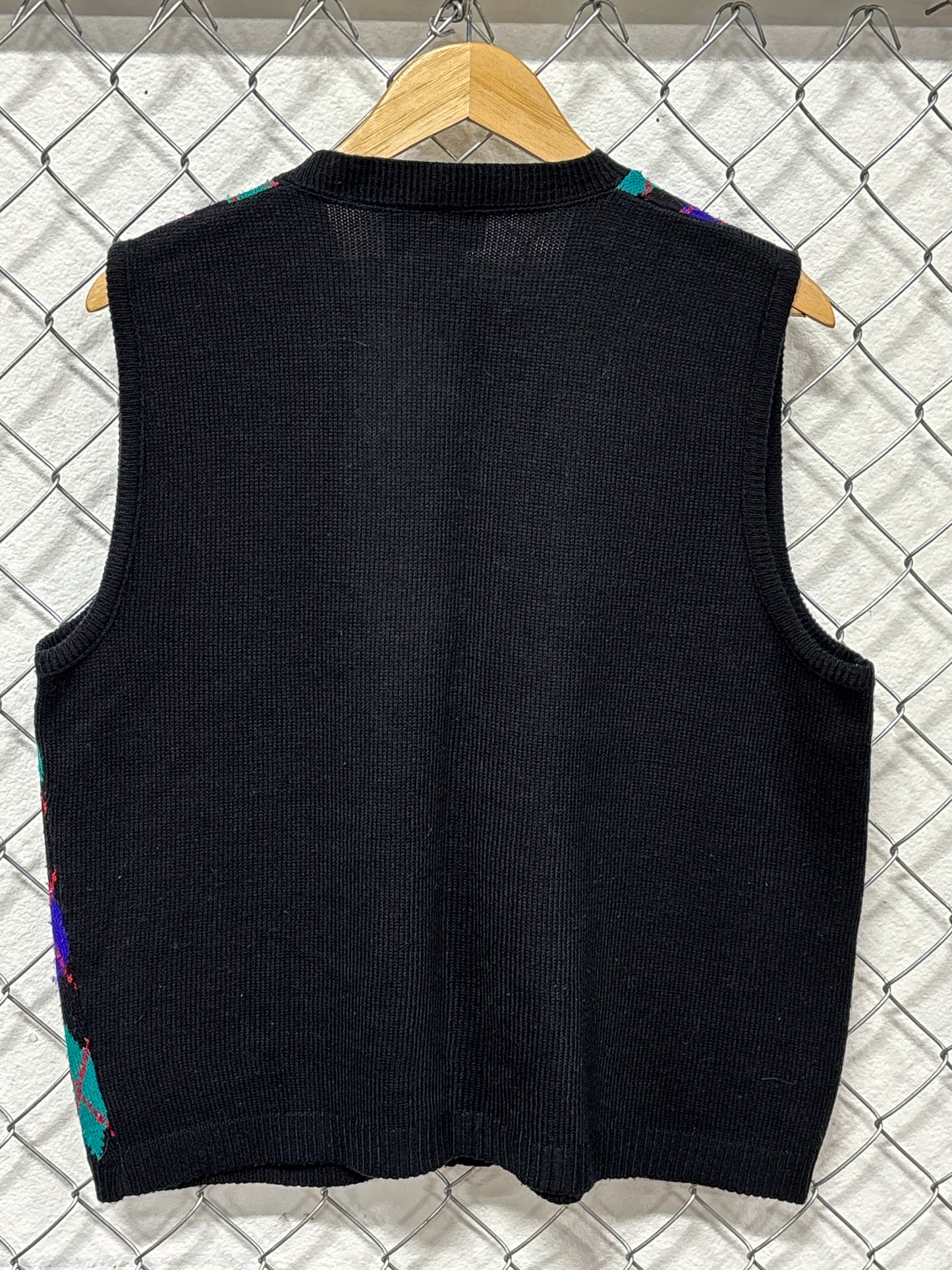 Vintage 90's Argyle Pattern Button Up Vest Size Large