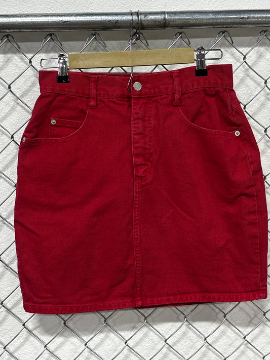Vintage 90's Women's Steel Jeans Red Denim Skirt Size 28